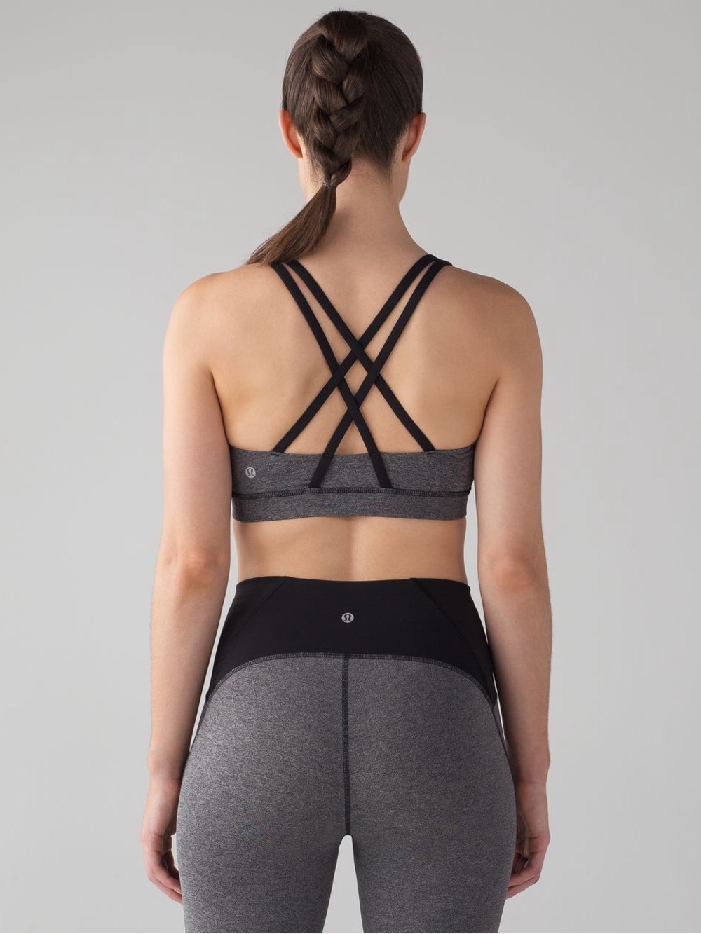 Lululemon Energy Bra Strappy Heathered Black Size 10